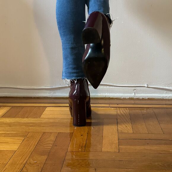 Steve Madden Slade Burgundy Patent Sock Ankle Bootie 11US - Picture 6 of 8